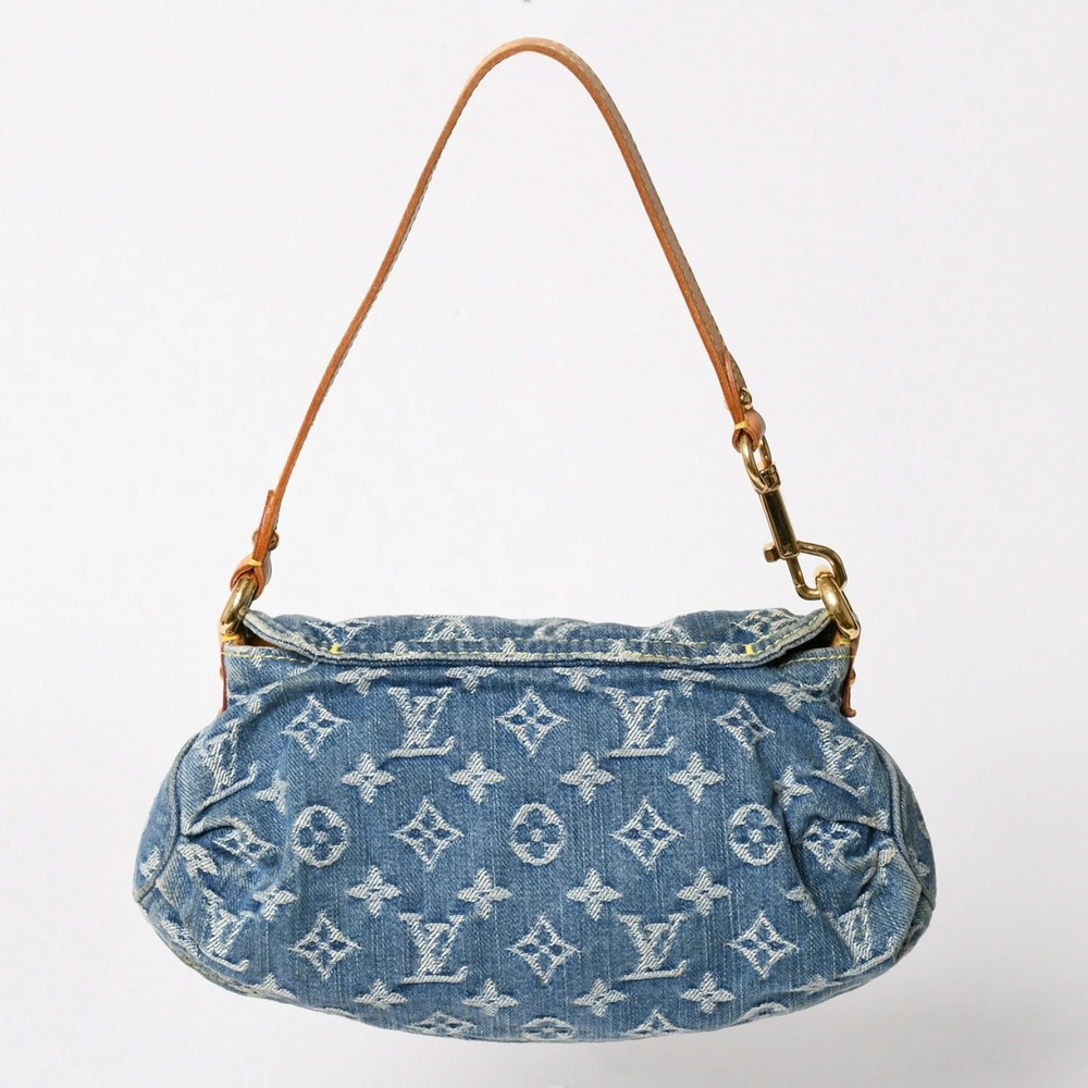 LOUIS VUITTON Pleaty handbag Monogram denim leather blue